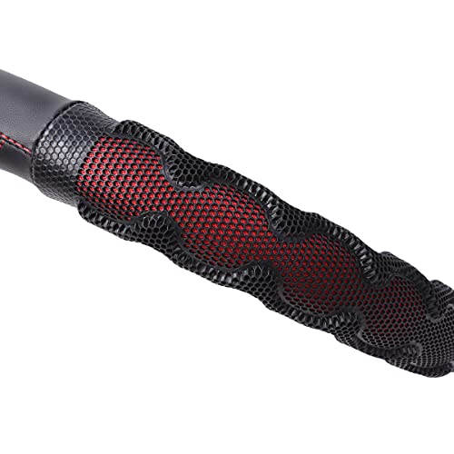 Flying Banner car Steering Wheel Cover Faux Leather Massage Universal fit 3D Honeycomb Hole Anti-Slip Sporty 15 Inches (Red with Black) - color: Red with Black