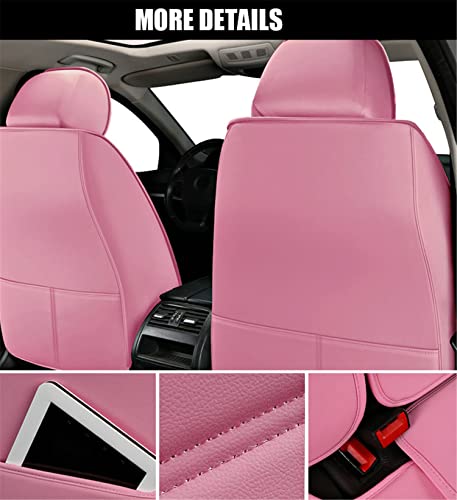 SanQing Car Seat Covers Front Seats, Super Luxurious Heavy Universal Duty Waterproof Leather Automotive Vehicle Cover for Cars SUV Pick-up Truck, Non-Slip Seat Pink Car Accessories (2 PCS Front/Pink) - color: 2 PCS Front/Pink