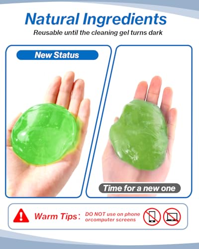 Car Cleaning Gels 3 Pack, Clean Putty Dust Cleaner Kit, Auto Detailing Tools Cleaning Putty Car Interior Cleaner, Keyboard Cleaner, Cleaning Slime Car Cleaning Supplies Gift for Men Women, 240g - color: Green,Pink,Yellow
