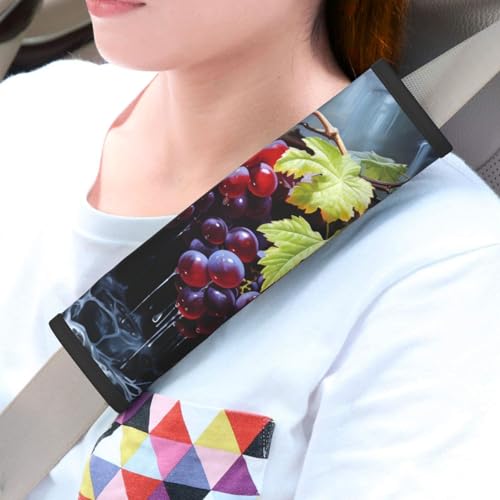 Seat Belt Cover Pads Grapes Art Painting Car Seat Belt Covers for Women Men Adults Kids Soft Comfortable Auto Seatbelt Cushion Shoulder Strap Pad Handle Wraps, 1 Pair - color: Grapes Art Painting