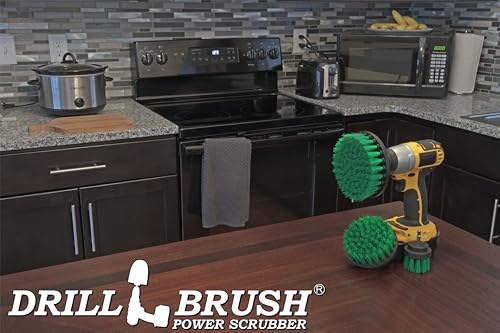 Kitchen Cleaning Supplies Set - Tile Electric Spin Scrubber - Stainless Steel Cleaner for Stove, Sink, and Oven - Household Cleaning Tools - Green Medium Stiffness Nylon Brush - Cast Iron Scrubber - color: Green