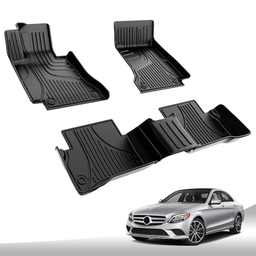 Floor Mats for Mercedes-Benz C300 2015-2021: AOMSAZTO All Weather Floor Mats for Mercedes Benz C Class Sedan Only 1st and 2nd Row - style: 1) for Mercedes Benz C-Class | 2015-2021 | Floot Mats