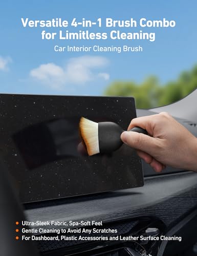 AstroAI 10pcs Windshield Cleaner Tool, Car Interior Detailing Kit with AC Vent Brush, 3 Cleaning Brushes, 4 Microfiber Pads and Spray Bottle, All-Inclusive Cleaning Solution, Car Accessories, Blue - style: with 4 Detailing Brushes