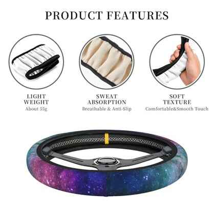 Space Galaxy Print Elastic Steering Wheel Cover Universal 15 Inch - color: 1