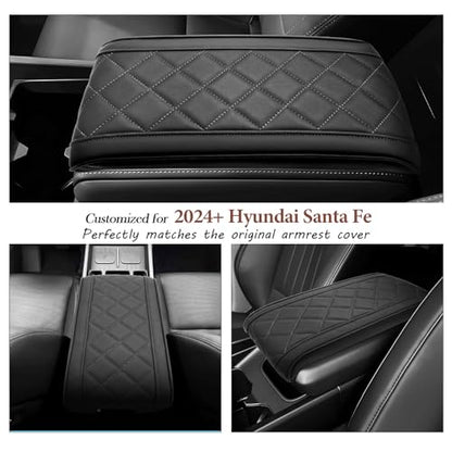 SKTU 2024 2025 2026 Santa Fe Accessories Center Console Cover Compatible with 2024 2025 2026 Hyundai Santa Fe Armrest Cover Hyundai Santa Fe 2024 2025 2026 Accessories Center Console Cushion (Black) - color: 2024+ Santa Fe Black