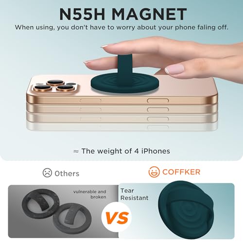 Magnetic Phone Grip Ring Holder, Liquid Silicone Magnet Cell Phone Grip Finger Loop, Compatible with Magsafe, Back of Phone for iPhone 17/16/15/14/13/12 Series, Dark Green - color: Dark Green