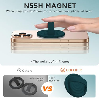 Magnetic Phone Grip Ring Holder, Liquid Silicone Magnet Cell Phone Grip Finger Loop, Compatible with Magsafe, Back of Phone for iPhone 17/16/15/14/13/12 Series, Dark Green - color: Dark Green