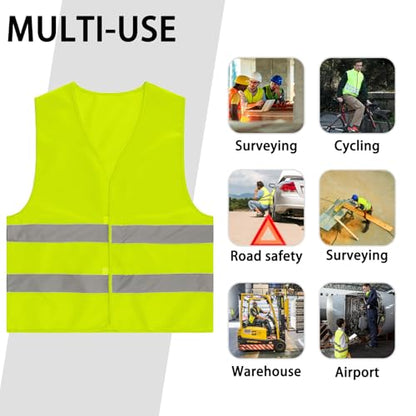 Hao Zhu 2 Pack Hi Vis Safety Vests with 2 Reflective Stripes,for Traffic Work, Running, Surveyor and Guard Construction Vest - color: Green