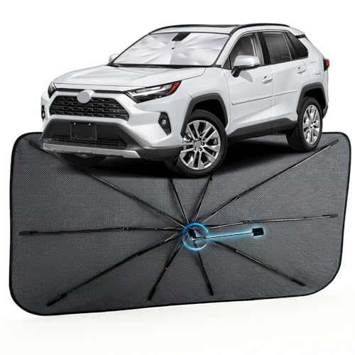 Car Windshield Sun Shade for Toyota RAV4 2019-2026 –[Reflective Coated Fabric] Sunshade Umbrella for Front Window, Car Shades Sun Visor Keep Car Cool and Protects Interior, 1:1 Exact Fit - size: For Toyota RAV4 2019-2026