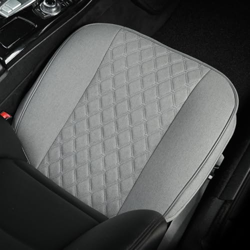 West Llama Linen Front Car Seat Cover Protector Anti-Slip Bottom Seat Cover Fits 95% of Vehicles,Wrapping Around The Bottom,Diamond Pattern(Gray-1Pcs) - color: Diamond Pattern-Gray, size: 1pc