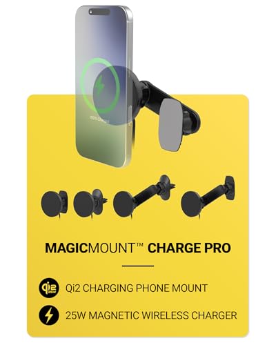 Scosche Qi2 MagSafe Car Mount Charger 25W Fast Wireless Phone Holder with 5-in-1 Mounting Options for Vent, Dashboard, Swing Arm, Back-of-Display, Compatible with iPhone 17/16/15/14/13 & Samsung S25 - style: Dash / Vent / Back of Display