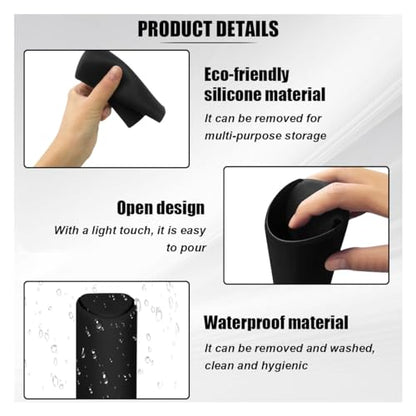 Car Cup Holder Trash Can, Garbage Container with Lid, Leakproof Organizer Dustbin Mini Silicone Garbage Can, Portable Trash Bag Rubbish Bin, Vehicle Waste Bin for Automotive, Home, Office (Black)
