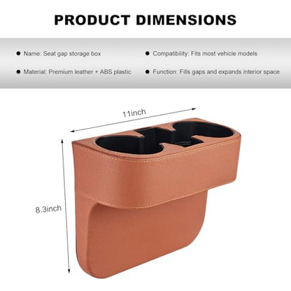 Car Seat Gap Filler Organizer, Multifunctional Auto Console Side Storage Box with Cup Holder, Universal PU Leather Cup Holder Front Seat Crevice Filler for Car Truck SUV (Brown) - color: Brown
