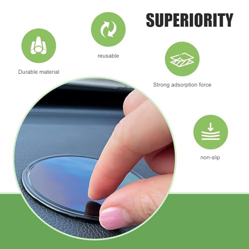 5 PCS Sticky Gel Dashboard Pad, Silicone Anti-slip Round Dash Pads, Multifunctional Mini Cellphone Keys Sunglasses Mats, Universal for Most Cars, Trucks, SUVs (Black)
