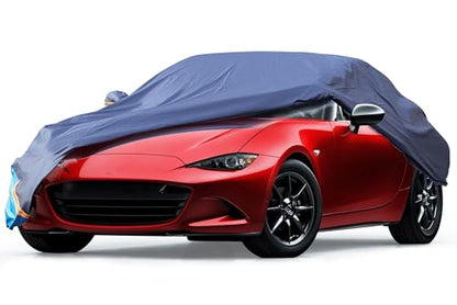 Car Cover Waterproof All Weather, 6 Layers Outdoor Full Exterior Cover Rain Sun UV Snowproof Protection with Zipper Cotton, Mirror Pocket for Mazda MX-5 - style: Mazda MX-5
