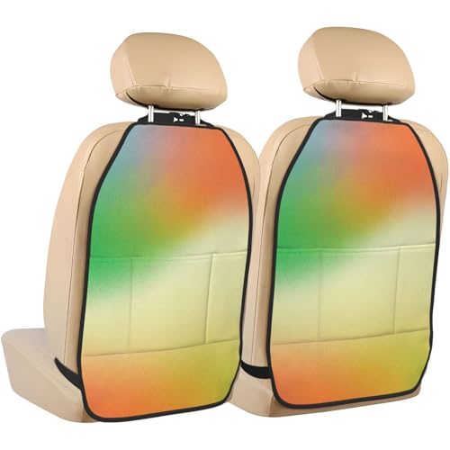Minimalist Abstract Grainy Texture Diffused Color Car Seat Back Kick Protectors,2 Pack Kick Mats with Storage Pockets for Vehicles to Protect from Dirt Mud Scratches