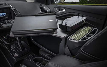 AutoExec Reach Car Desk for Your Vehicle Workstation and Mobile Office, Front Seat, with 400 watt Power Inverter and Printer Stand - color: Grey, style: 400 watt Power Inverter and Printer Stand