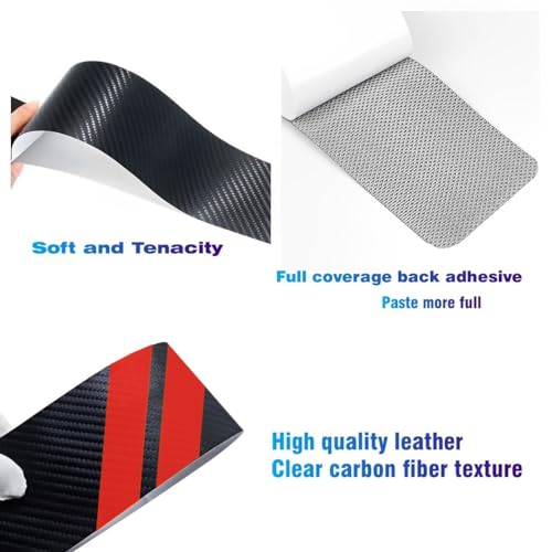 4PCS Door Sill Scratch Protector Stickers Compatible with Challenger Charger Car Threshold Protection Stickers Thickened Carbon Fiber Textured Leather Material Anti-Scratch（Red） - color: Red