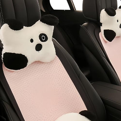 Car Headrest Pillow 2PCS Cute Cartoon Dog Car Neck Pillow - Plush Neck Support for Comfortable Driving Cute Dog Design Neck Cushion Soft and Cozy Travel Companion (Black) - color: Black