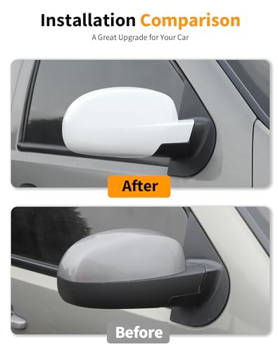 White Fully Mirror Caps Covers Compatible with 2007-2014 Chevy Silverado GMC Sierra Avalanche Tahoe Suburban Yukon Escalade ESV Side View Door Mirror Cover Caps (Left Right) - color: Fully Caps White