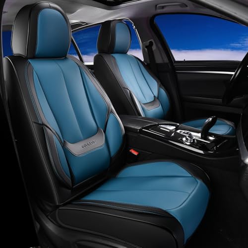 Coverado Seat Covers, Car Seat Covers Front Seats, Car Seat Cover, Car Seat Protector Waterproof, Car Seat Cushion Nappa Leather, Seat Covers Carseat Cover Universal Fit for Most Cars - color: Black-blue, size: Front
