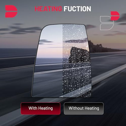 BDFHYK Mirror Glass Compatible with Transit T150 T250 T350 2015-2022 Side View Heated Convex Mirror Glass with Backing Plate, Replaces CK4Z17K707B (Left Upper Side) - size: Left Driver Side, style: 2015-2022 Transit T150