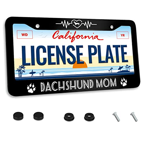 Dachshund Mom License Plate Frame Dog Mom Animal for Car Decorative Parts Stainless Steel License Plate for Standard Us Canada License Plate Holder 12x6 Inch - color: Dachshund Mom Animal, size: One size