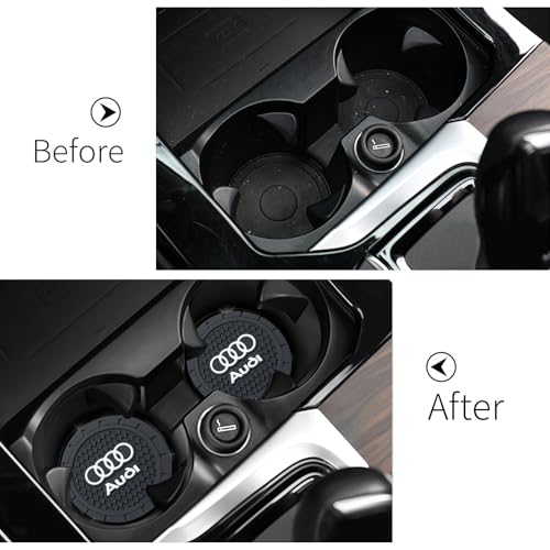 Car Cup Holder Coaster Compatible with Audi A3 RS3 A4 A5 A6 A7 RS7 A8 Q3 Q5 Q7 R8 Recessed Silicone Cupholder Coaster Interior Accessories 2.75in 2Pack - color: Black-06
