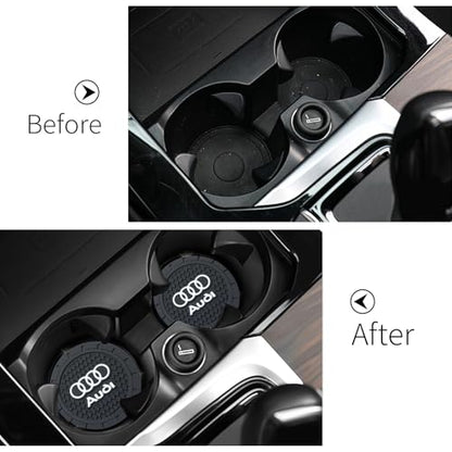Car Cup Holder Coaster Compatible with Audi A3 RS3 A4 A5 A6 A7 RS7 A8 Q3 Q5 Q7 R8 Recessed Silicone Cupholder Coaster Interior Accessories 2.75in 2Pack - color: Black-06