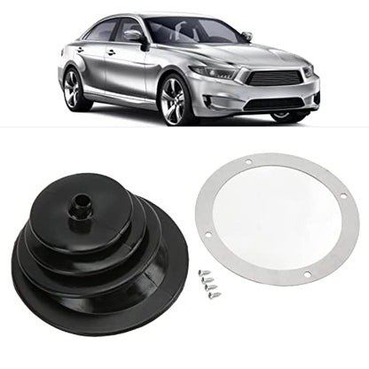 Tbest Universal Car Shift Knob Boot,Shifter Boot and Plate Kit,Gear Shift Handbrake Lever Boot Plate Kit Dustproof Black Rubber Round 5.250in/13.3cm Universal Shifter Boot Plate Shift Dust Cover Gait