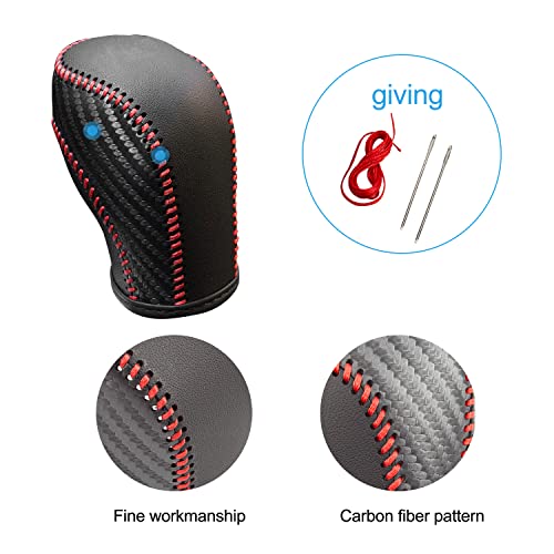 JIECHEN Auto Car Leather Gear Shift Knob Cover for Golf Jetta Passat Tiguan Atlas Beetle GLI Eos CC Golf TDI E-Golf Golf Sportwagen Jetta Hybrid Golf R Golf GTI Jetta Accessories (red) - color: Red