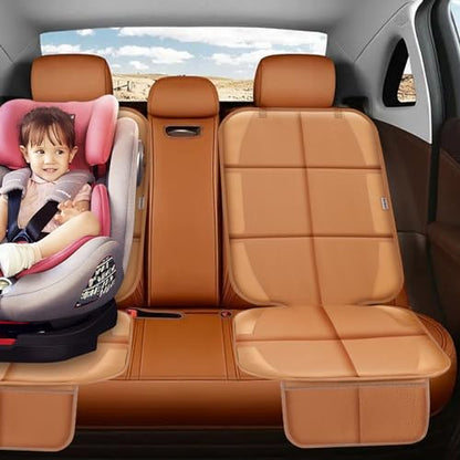 Meolsaek Car Seat Protector for Child Car Seat, Durable 600D Fabric Waterproof Car Seat Cover with Thick Pad Non-Slip Backing，No Imprints (Tan-2 pcs) - color: Tan-2 pcs