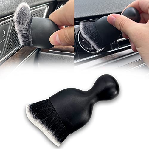 Car Interior Detailing Brush, Ultra Soft Non-Scratch Dust Brush, Car Interior Cleaning Tool for Cleaning Panels, Air Vent, Leather (Black & White) - color: Black & White