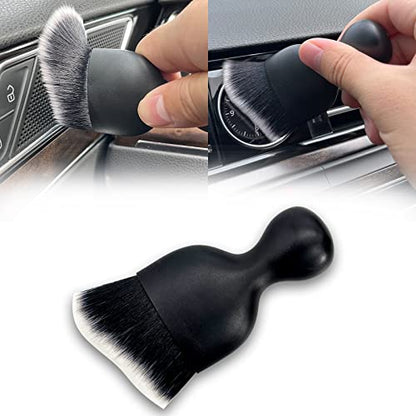 Car Interior Detailing Brush, Ultra Soft Non-Scratch Dust Brush, Car Interior Cleaning Tool for Cleaning Panels, Air Vent, Leather (Black & White) - color: Black & White