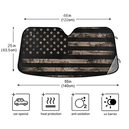 Camouflage American USA Flag Car Windshield Sunshade Foldable Reflective Sun Shade Blocks UV Rays - color: American Flag