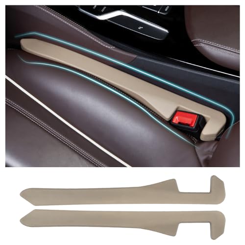 Junecarp Car Seat Gap Filler 2 Pack,Flexible Car Gap Filler Organizer to Impede Items from Dropping,Essential Interior Car Accessories Seat Gap Plug Perfectly Fits Car Gap (Beige) - color: Beige/2pcs