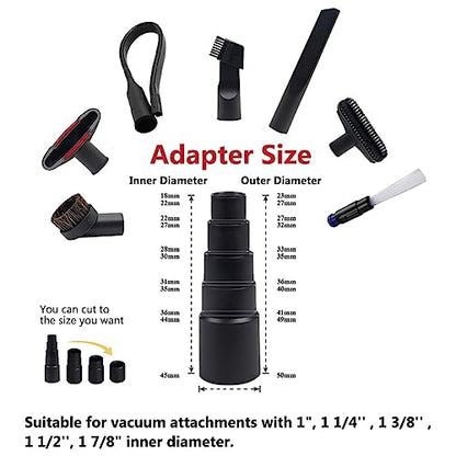 13 PCS Universal Vacuum Attachments for Shop Vac Accessories - 2 1/2" to 1 1/4" Vacuum Hose Adapter, 1 7/8" to 1" Adapter for Shop Vac, 1 1/4" Household Cleaning Vacuum Brush Attachment Kit - size: 13PCS