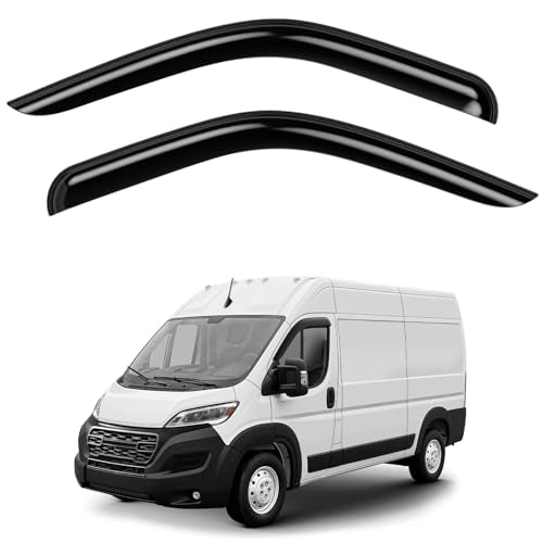 Window Deflectors Smoke Tinted Tape-On Side Window Vent Visor Deflectors Rain Guards Compatible with Ram ProMaster 2014-2026 - 2 pcs. GW0965 - color: For ProMaster 14-26