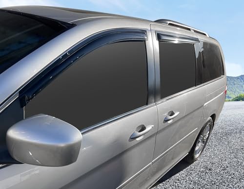 Window Visor Compatible with 2005-2007 Honda Odyssey, Acrylic Black Slim Style Sun Rain Guards Cover by IKON MOTORSPORTS, 2006 - color: Slim Style Smoke/Tinted