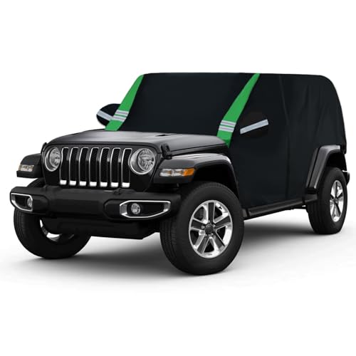 Car Cover Compatible with Jeep Wrangler Waterproof 4 Door Custom Fits for TJ YJ CJ JK JL, Outdoor Half Exterior Sun Rain Snow Dust UV Protection with Trunk Zipper - size: Custom Fit for Jeep Wrangler 4 Door（half Covers）