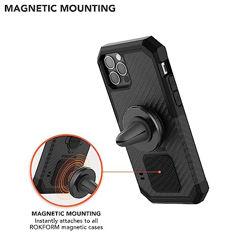 Rokform - Magnetic Air Vent Mount, Super Grip Car Truck & Van Vent Clip, Aluminum Cell Phone Holder, Removable Vent Magnet Mount, Specially Designed for Rokform Cases (Black)