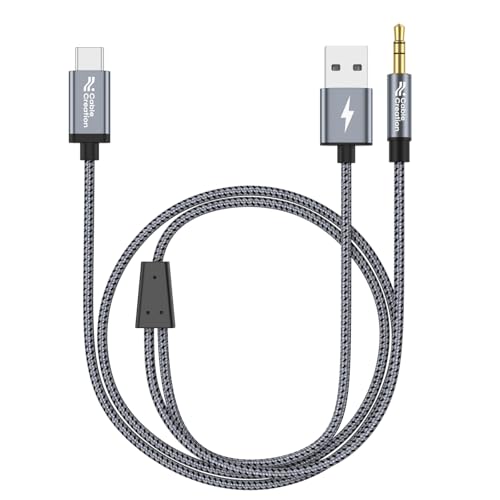 CableCreation USB C to 3.5mm Audio Cable with USB Charging Cable, Car Aux Cable, Type C to Aux Jack Headphone Car Stereo with 18W Charge for iPhone 16 15 Pro Max Plus, Galaxy S24/S23+, Pixel 9/8/7+ - style: USB C+3.5mm Audio+USB C Charging