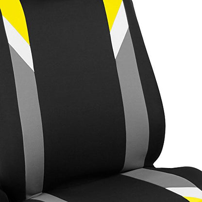 FH Group Premium Modernistic Flat Cloth Car Seat Covers – Universal Fit, Washable Seat Covers for SUV Sedan Van, Yellow, Full Set - color: Yellow, size: Full Set