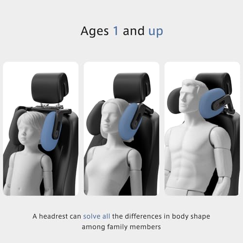 Car Headrest Pillow, 4-Way Adjustable Car Headrest,Thickened Memory Foam Road Pal Headrest, Neck Support Pillow, U- Shaped Design, Travel Car Sleeping,Suitable for Kids and Adults - color: Black