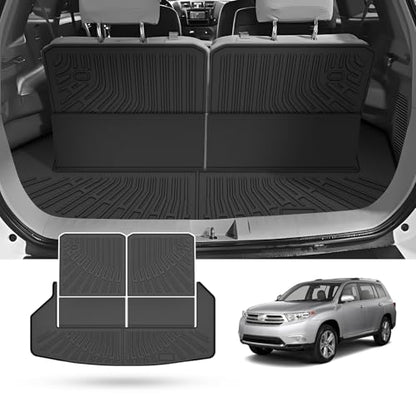 Highlander Cargo Liner - Trunk Mat for Toyota Highlander (Non-Hybird) 2008-2013, All Weather Cargo Mat for Highlander Accessories, Heavy Duty Car Mats, Car Accessories - size: 2)Toyota Highlander 08-13
