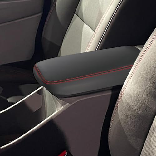 Car Armrest Cover Waterproof Center Console Pad Scratch Resistance Box Cover Anti-Scratch Leather Protector Pad for Chevy Trax 2024 2025 2026 Accessories(Black + Red Stitches) - color: Black + Red Stitches