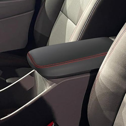 Car Armrest Cover Waterproof Center Console Pad Scratch Resistance Box Cover Anti-Scratch Leather Protector Pad for Chevy Trax 2024 2025 2026 Accessories(Black + Red Stitches) - color: Black + Red Stitches