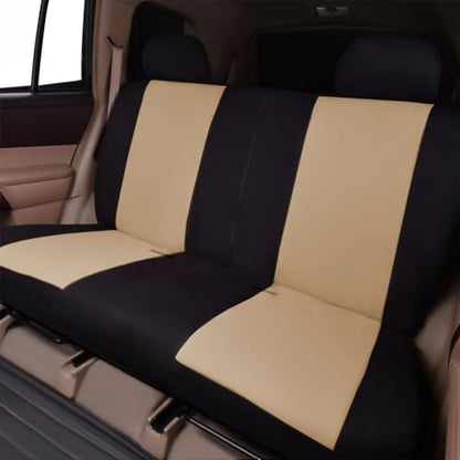 Flying Banner Car Seat Covers Set Beige Tan Front Seats Rear Bench Polyester car seat Protectors Easy installations Rear Bench Split Classic Man Lady - color: Black Beige