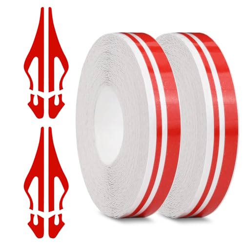 2 Rolls of Car Pinstripe Tape, Silver Pinstripe Body Sticker, Vinyl Thin Car Stripe Pinstripe Tape, for Motorcycle, Car, Racing DIY Body Sticker Tape (Red) - color: Red