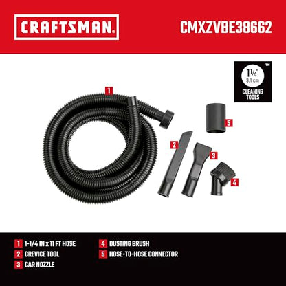 CRAFTSMAN CMXZVBE38662 1-1/4 in. Car Cleaning Wet Dry Vac Attachment Kit for Auto Detailing, Fits Most Vacs with a 2-1/2 in. Drum Inlet, Not Compatible with CMXEVBE17250 and CMXEVBE17678 Vacs - size: Car Cleaning Kit